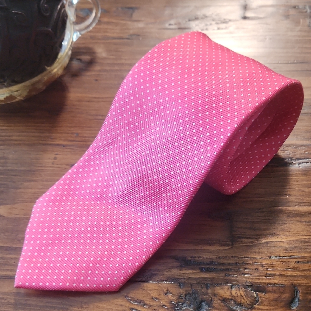 Burberry Pink and White Dotted Tie